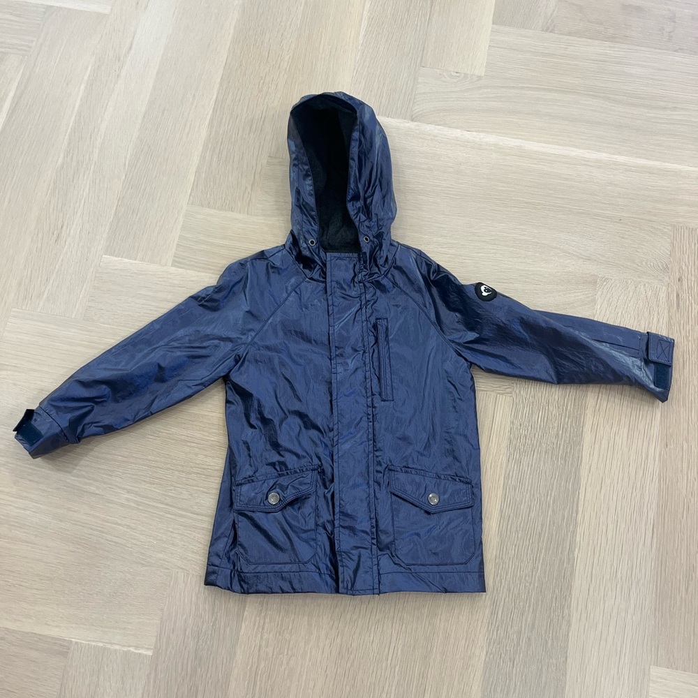 Girls Appaman size 5 lined blue metallic rain jacket with pockets